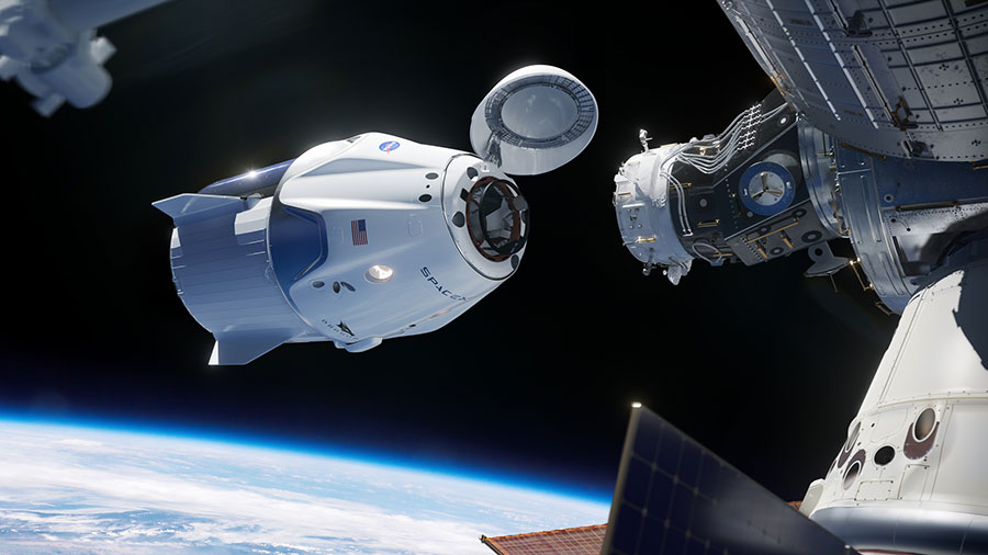Artist rendering of SpaceX Crew Dragon for the commercial crew program.